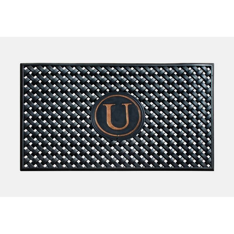 A1HC 100% Pure Rubber Monogrammed Front Door Mat 24" x39" Indoor Outdoor Doormat - U
