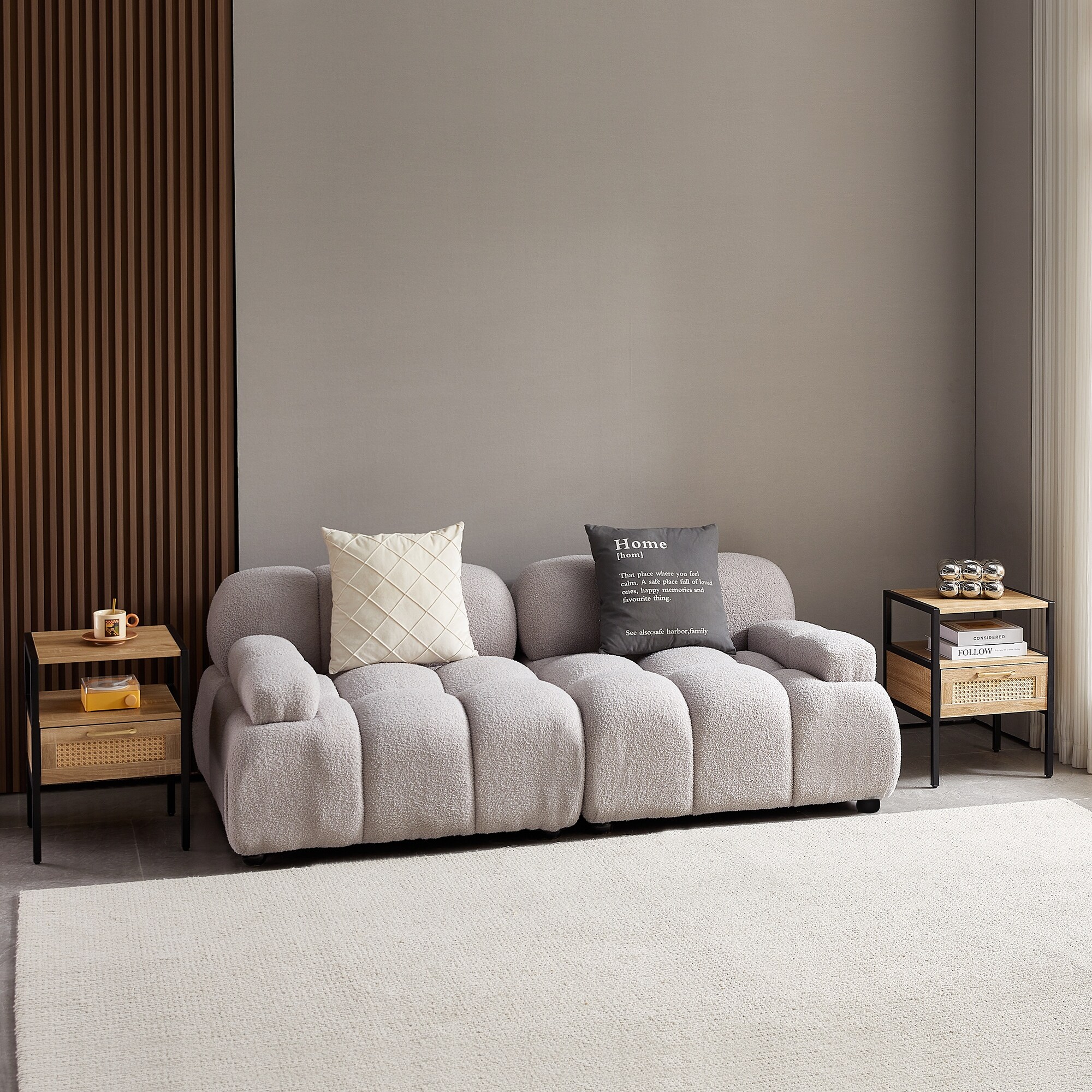 Nightstands Set of 2 with Charging Station for Bedroom Accent Storage