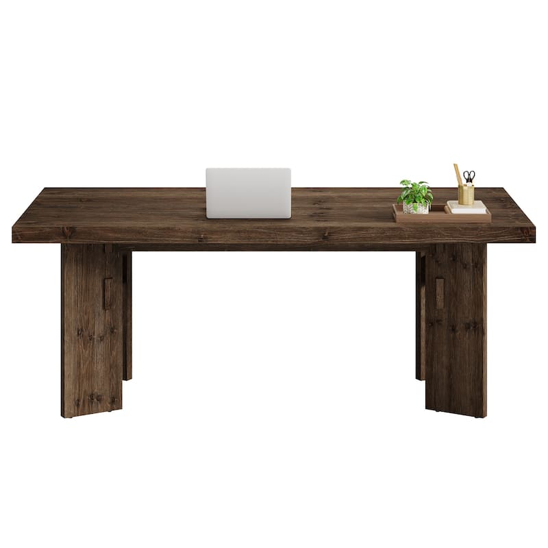 63" Solid Wood Executive Desk, Home Office Computer Study Writing Table for Office Conference Room