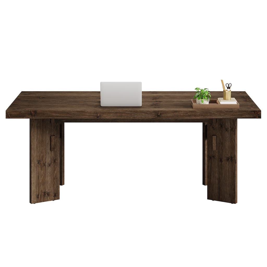 63-Inch Executive Desk, Solid Wood Home Office Computer Desk