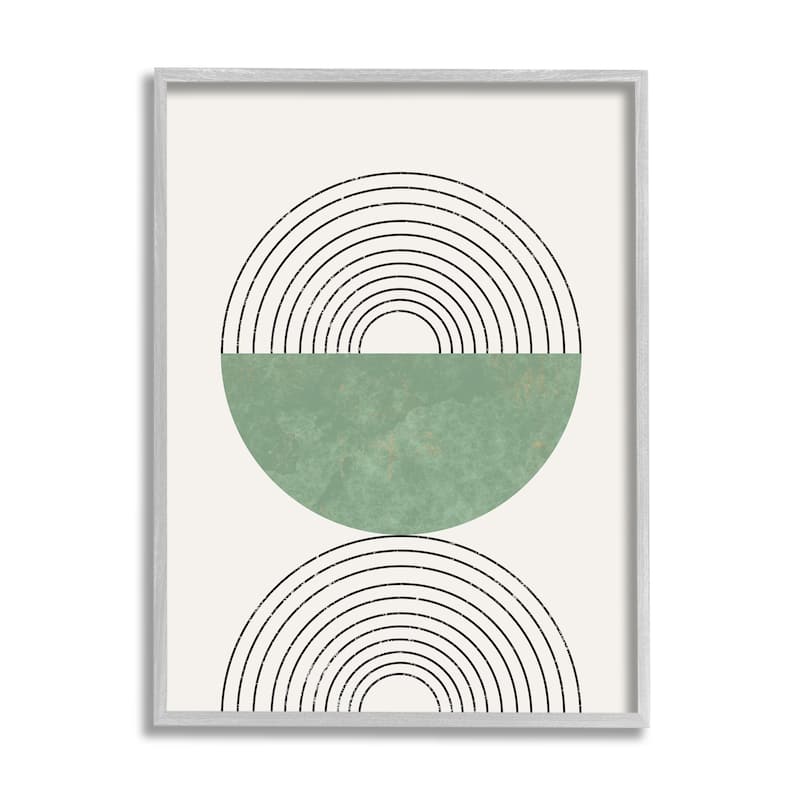 Stupell Abstract Geometric Circular Study Curved Art Deco Framed Giclee Texturized Art by Daphne Polselli