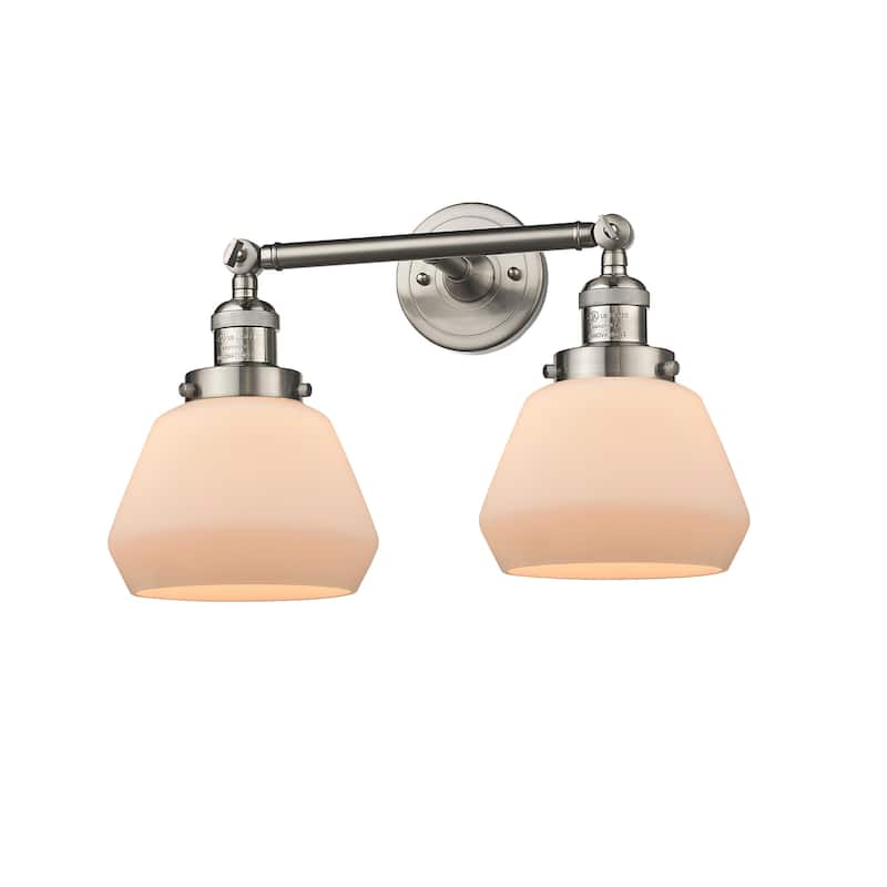Innovations Lighting Fulton 2 Light 17" Wide Bathroom Vanity Light - Satin Brushed Nickel / Matte White Cased