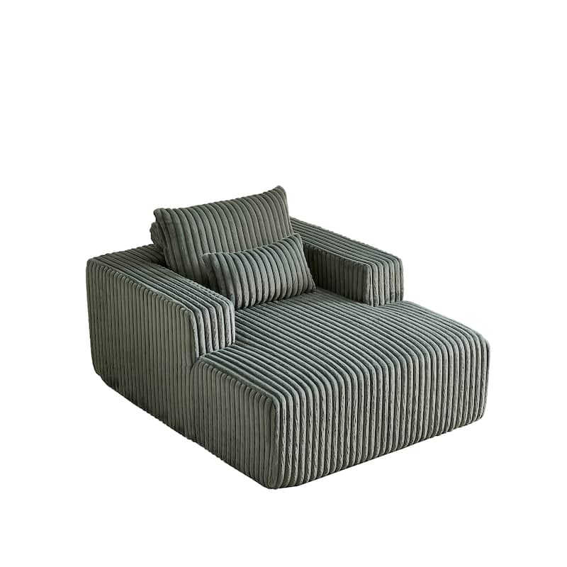 62.5" Corduroy Sponge Sofa Lounge Chair,No Assembly Required,Fluffy Modern Sleeper Chair for Indoor Living Room Bedroom