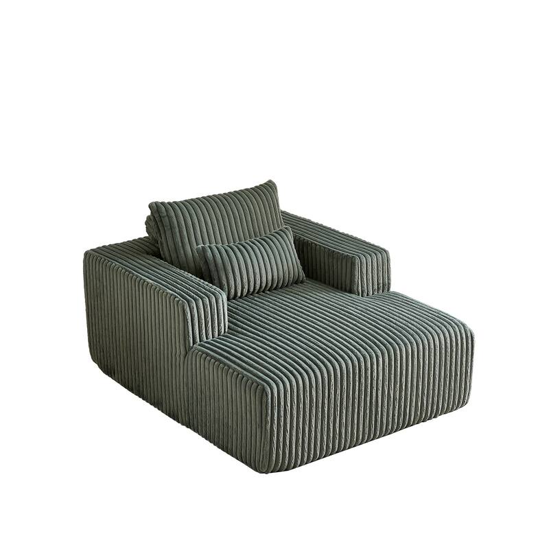 Oversized Corduroy Lounge Chair with Pillow Support - Sofa, Sleeper Couch, Chaise, Ottoman Bench