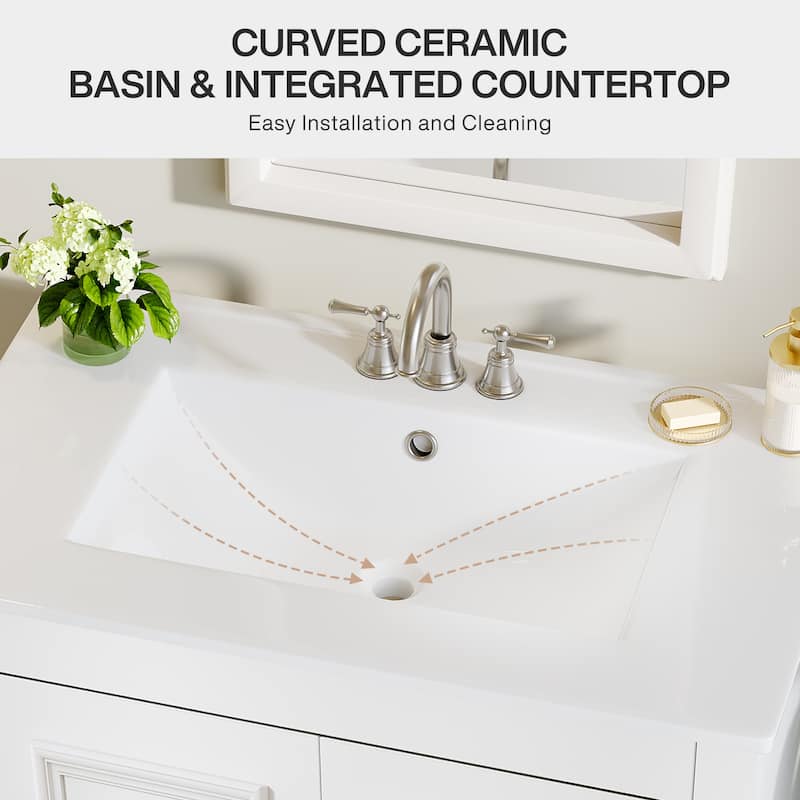 30 Inches Modern Bathroom Vanity with Sink & 1 Drawer, Vanities Cabinet