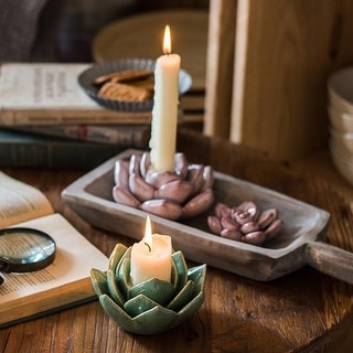 RusticReach Ceramic Floral Candle Holder - Bed Bath & Beyond - 25576071