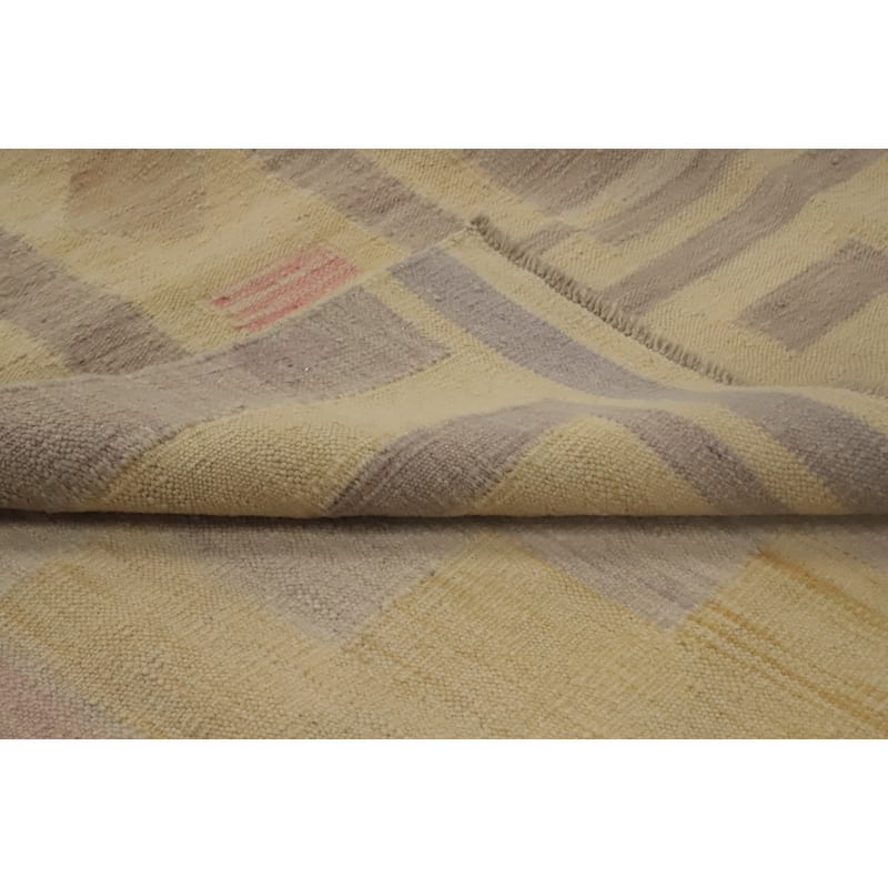 Hand Woven Oriental 100% Wool Carpet Southwestern Tribal Yellow & Gold Kilim Area Rug - 10' 0'' X 8' 2''