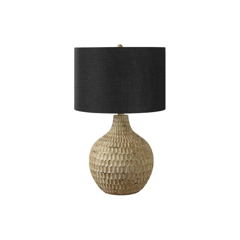 Lighting, 25"h, Table Lamp, Black Shade, Brown Resin, Contemporary