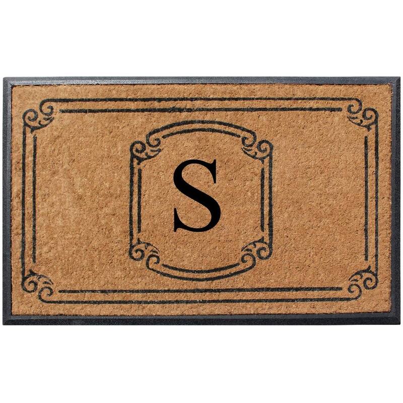 A1HC Natural Coir Monogrammed Door Mat For Front Door, 30"x48" - S