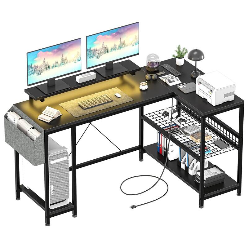 49.6" Reversible Corner Computer Desk, L Shaped - Black