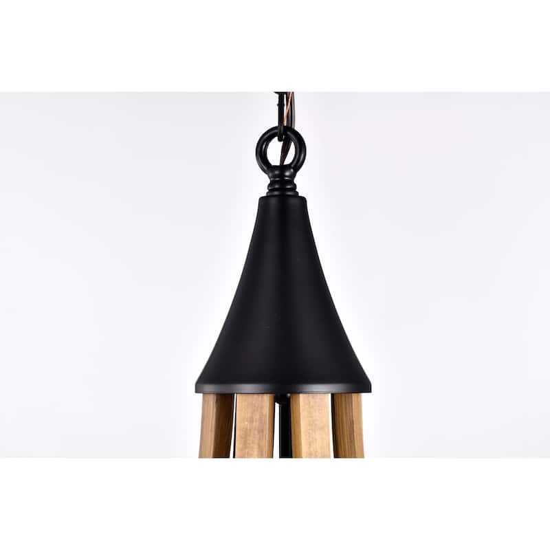 Vissenta 15 Inch Wood Grain Finish Farmhouse Style Pendant 3 Edison Light
