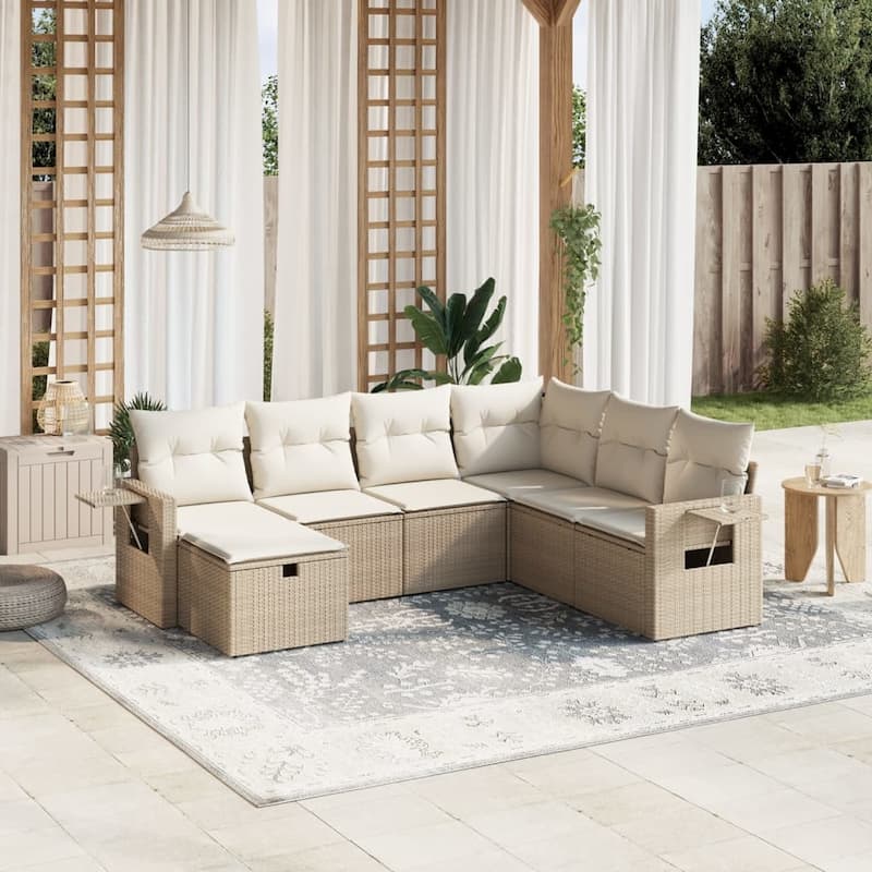 vidaXL Garden Sofa Set - Beige and cream Large