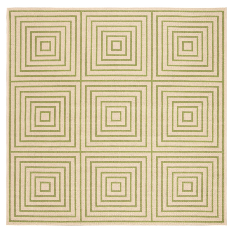 SAFAVIEH Linden Loris Indoor/ Outdoor Waterproof Patio Backyard Rug - 6'7" Square - Cream/Olive