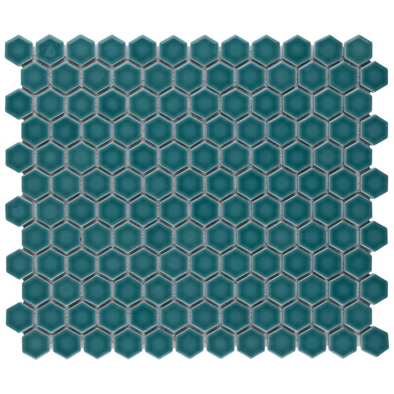 Merola Tile Tribeca 1" Hex Jade 10-1/4" x 11-7/8" Porcelain Floor and Wall Tile