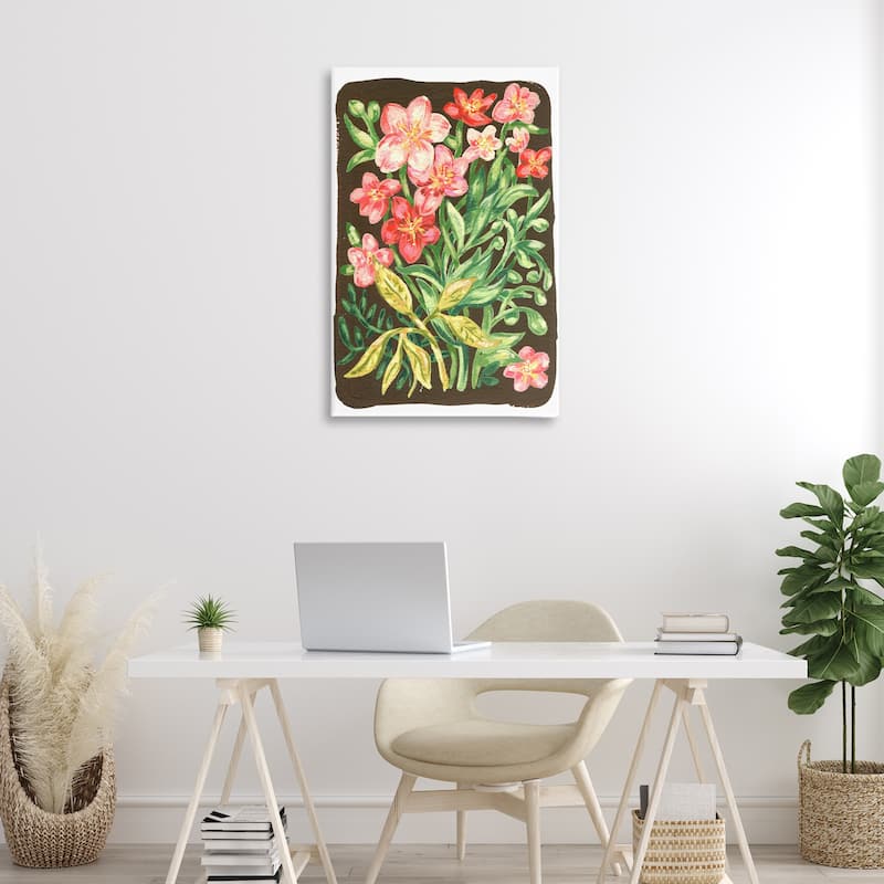 Stupell Garden Flowers on Brown Canvas Wall Art Design By Hannah Moren