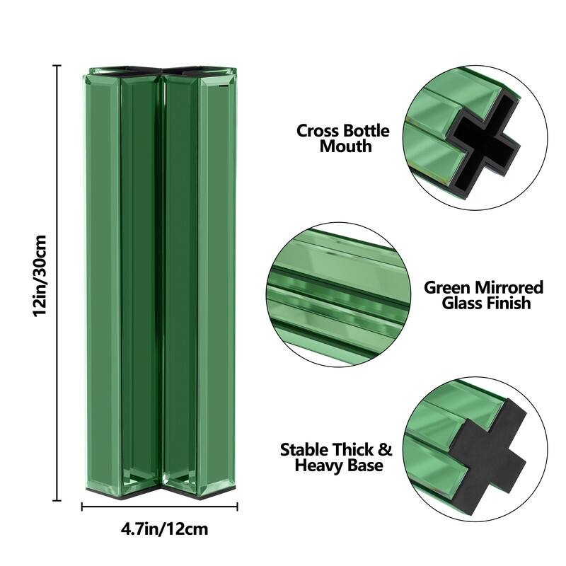 X-Shaped Handmade Mirrored Glass Table Vase