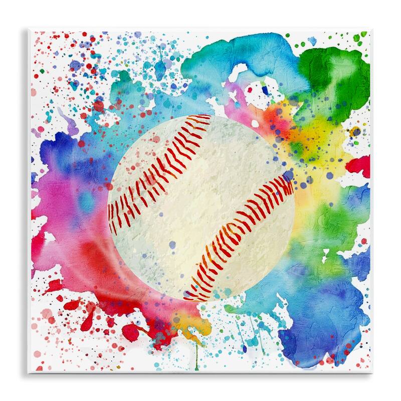 Stupell Colorful Splash Baseball Wall Plaque Art Design By Kim Allen - 12 x 12