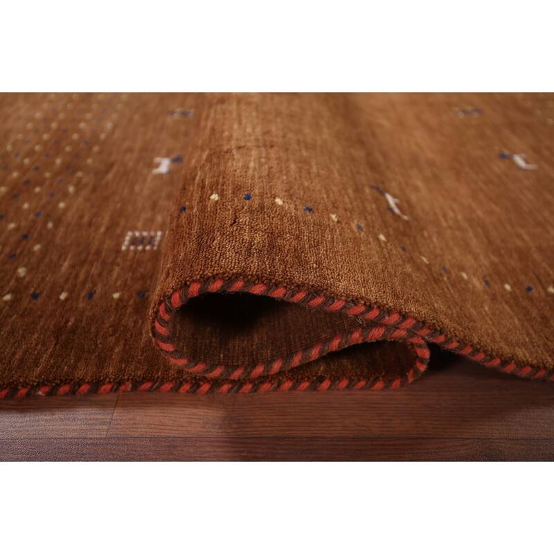 Brown Tribal Gabbeh Oriental Accent Rug Hand-Knotted Wool Carpet - 3'11"x 5'10"