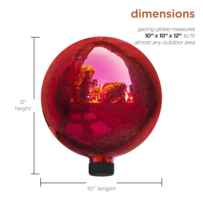 Alpine Corporation 10" Diameter Indoor/Outdoor Glass Gazing Globe Yard Decoration, Red