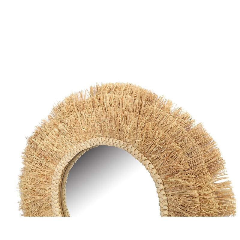 Rayna Round Grass Wide Frame Boho Wall Mirror - 31"H x 31"W x 1.5"D