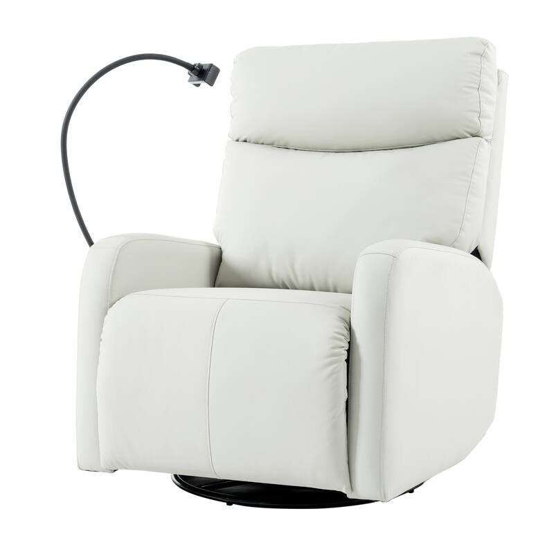 Grey Electric Power Recliner Chair with 270° Swivel, USB Ports and Adjustable Footrest for Living Room & Nursery