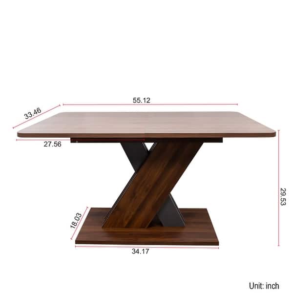 dimension image slide 1 of 4, GDFStudio - Reynard Modern Multifunctional Extendable Console Dining Table with X-Base Design - 70.87"L