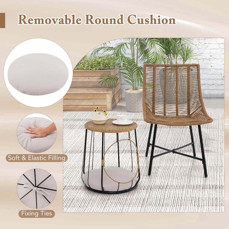 3 PCS Outdoor Furniture Set Patio Armless Chairs w/ Coffee Table