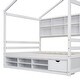 preview thumbnail 19 of 28, Full House Bed with Roof Frame, Bedside-shelves, Under Bed Storage Unit