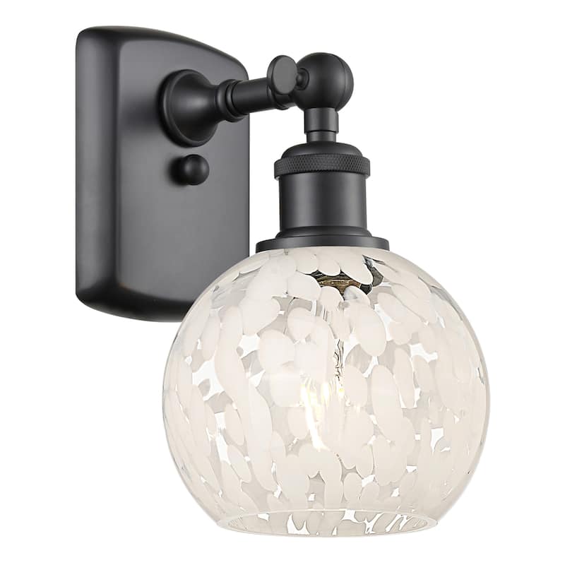 Innovations Lighting 516-1W-9-6 White Mouchette Sconce White Mouchette - Matte Black / White Mouchette
