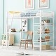 preview thumbnail 1 of 11, Twin Size Loft Metal Bed with 3 Layers of Shelves and Desk , Modern Metal Frame with Built-In Whiteboard White