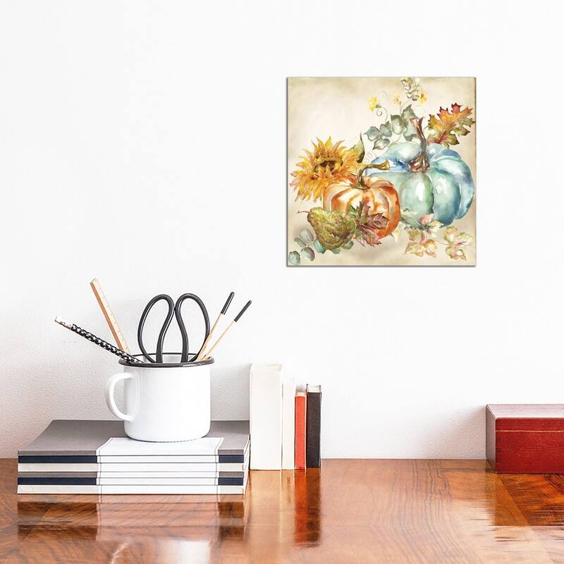 iCanvas "Watercolor Harvest Pumpkin IV" by Tre Sorelle Studios Canvas Print - 12x12x0.75