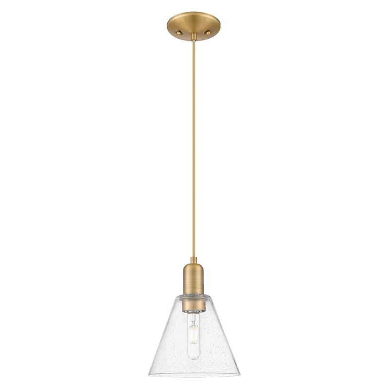 Innovations Lighting Endless Possibilities Arcadia - Berkshire Glass - 1 Light 8" Cord Hung Mini Pendant - Brushed Brass/Seedy
