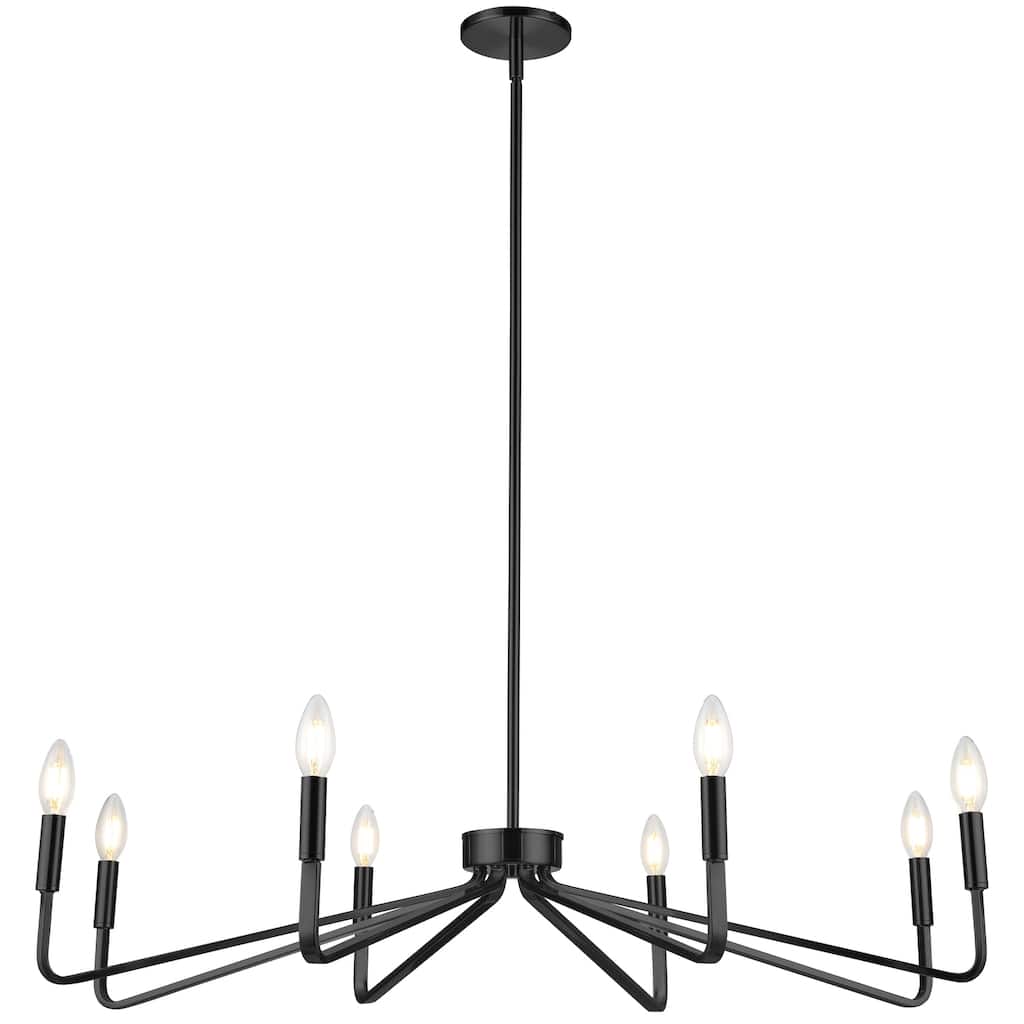 8 Light Chandelier Matte Black - Coastal Farmhouse Lighting for Dining Room Kitchen Foyer - 10