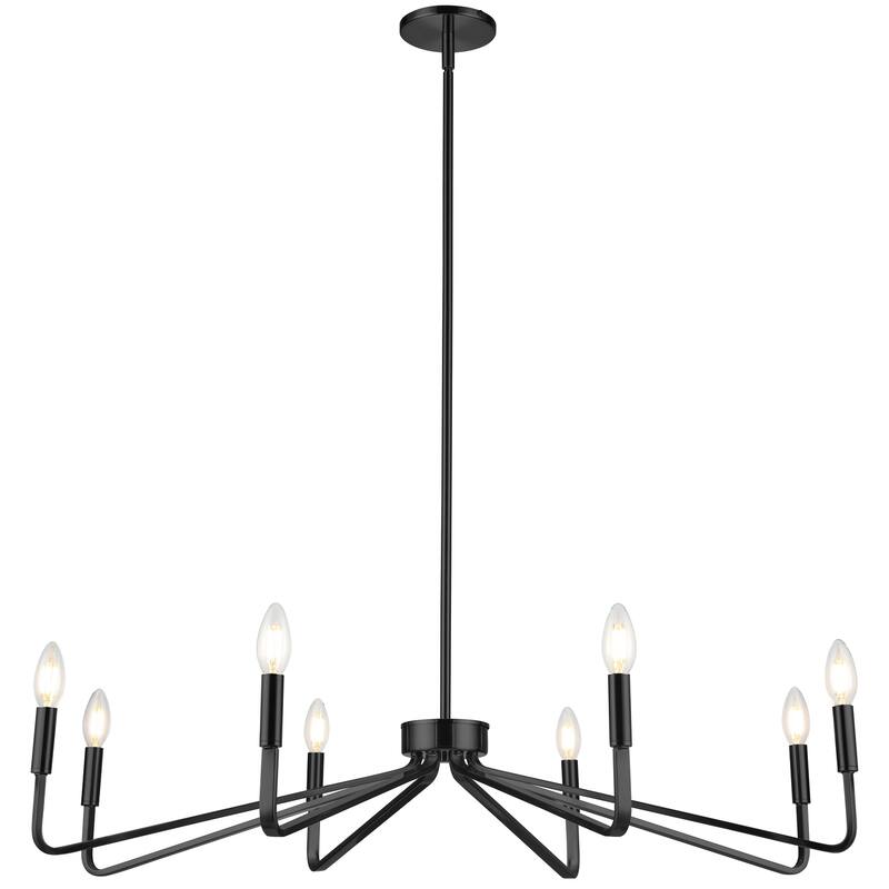 8 Light Chandelier Matte Black - Coastal Farmhouse Lighting for Dining Room Kitchen Foyer - 10