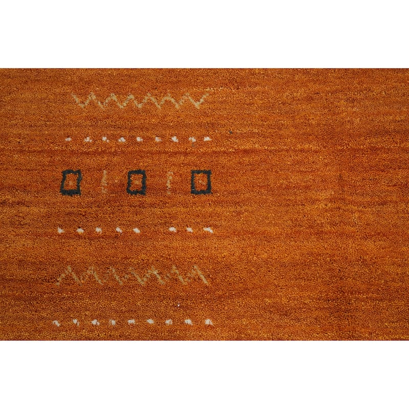 Hand Knotted Oriental 100% Wool Carpet Tribal Animal Pictorial Oranges & Rust Gabbeh Area Rug - 7' 10'' X 8' 3''