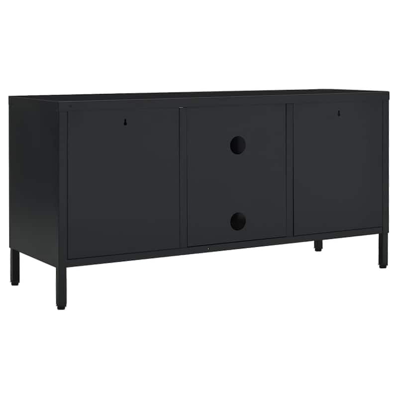 vidaXL TV Cabinet Black 41.3"x13.7"x20.4" Steel and Glass - 41.3" x 13.7" x 20.4" - 41.3" x 13.7" x 20.4"