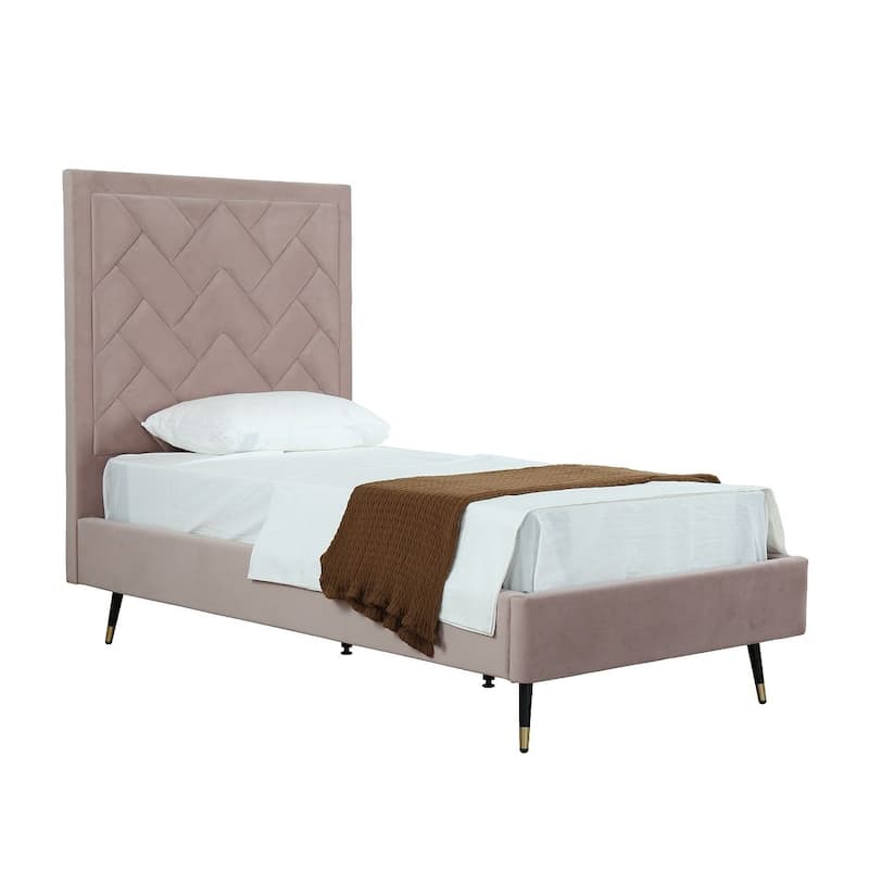 Manhattan Comfort Crosby Modern Velvet Upholstered Bed