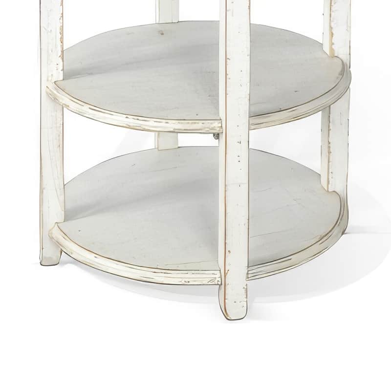 24 in. White Round Wood End Table, Sturdy Build End Side Table for Living Rooms