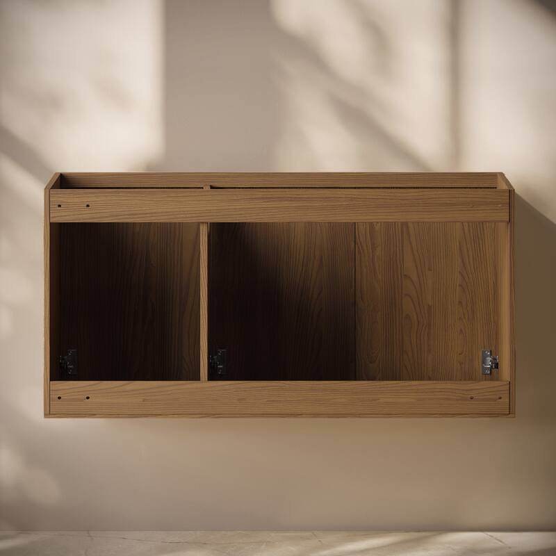 Cascade 48" Wall-Mounted Bathroom Vanity Cabinet Without Top In Brown Oak - 48