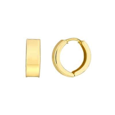 Curata 10k Yellow Gold 12x4mm High Polished Round Hinged Hoop Earrings