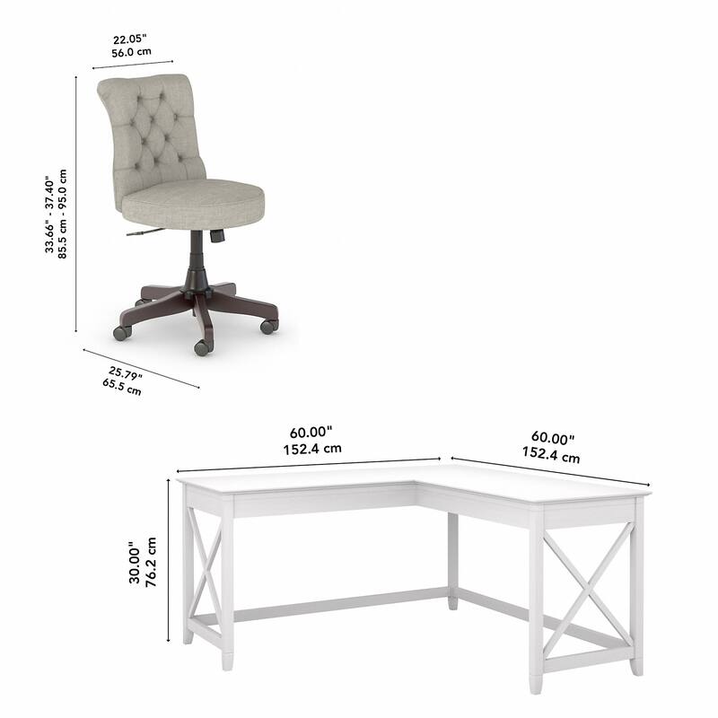 Key West 60W L-Desk with Tufted Office Chair by Bush Furniture