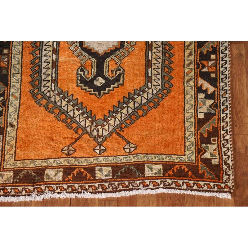 Vegetable Dye Viss Persian Vintage Runner Rug Handmade Wool Carpet - 3'10"x 9'6"