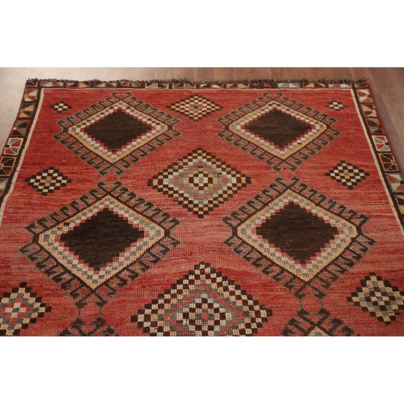 Hand Knotted Oriental 100% Wool Carpet Traditional Tribal Red Lori Runner Rug - 8' 10'' X 4' 5''