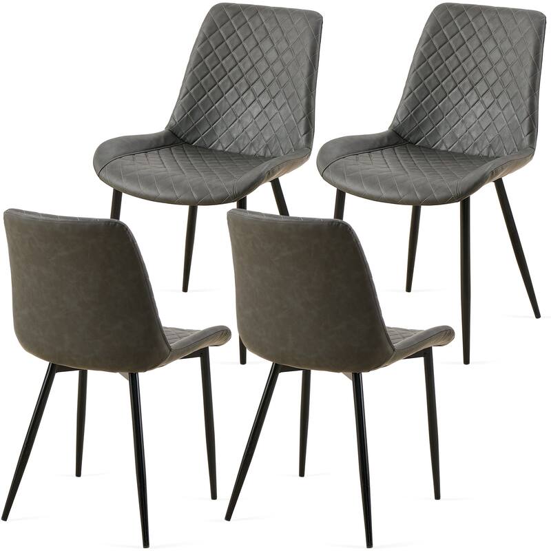 Mid-Century Modern Dining Chairs with Upholstered Seats and High Backs, for Kitchens and Living Rooms, 4-Piece Set, Dark Gray