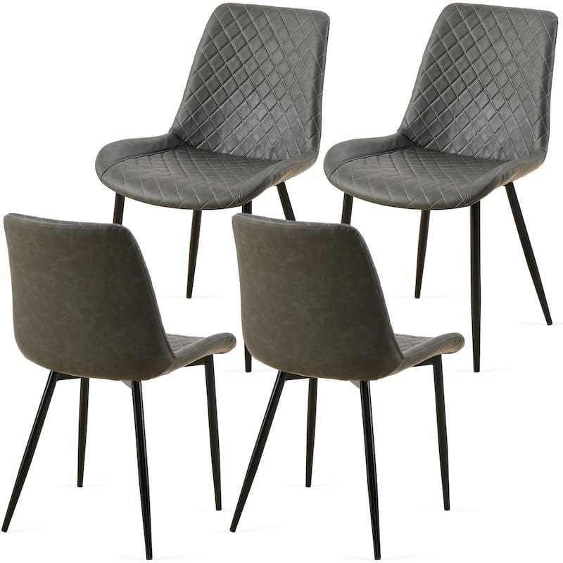 Set of 4 Leathaire Dining Chairs ,Mid-Century Modern Chairs Kitchen Living Room Armless Side Chair