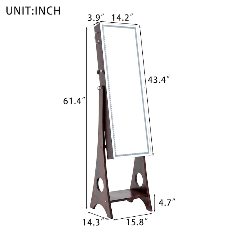 Fashion Simple Jewelry Storage Mirror Cabinet With LED Lights