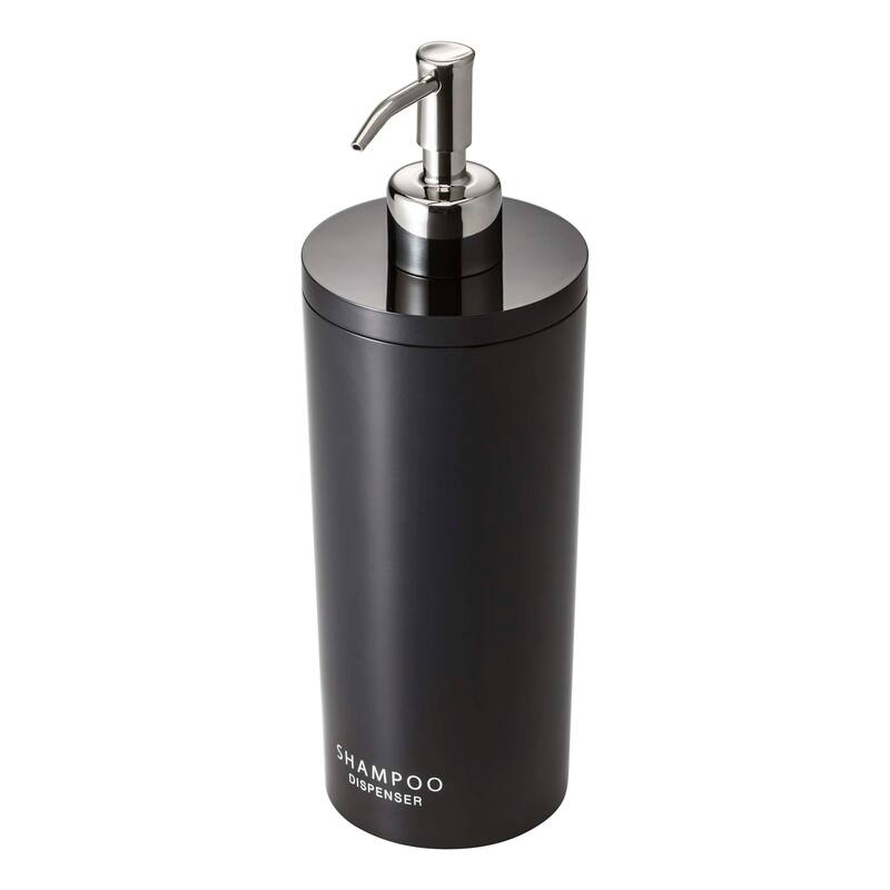 Yamazaki Home Round Shower Dispenser - Three Styles, ABS Plastic, Shampoo, 16.9 fluid oz., 500 ml - Black