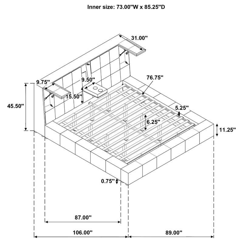 Dreux Upholstered Panel Platform Bed