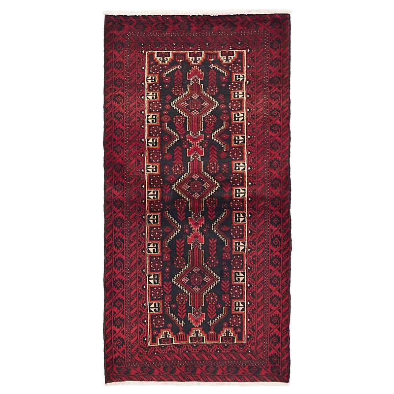 ECARPETGALLERY Hand-knotted Teimani Black, Red Wool Rug - 3'2 x 6'2