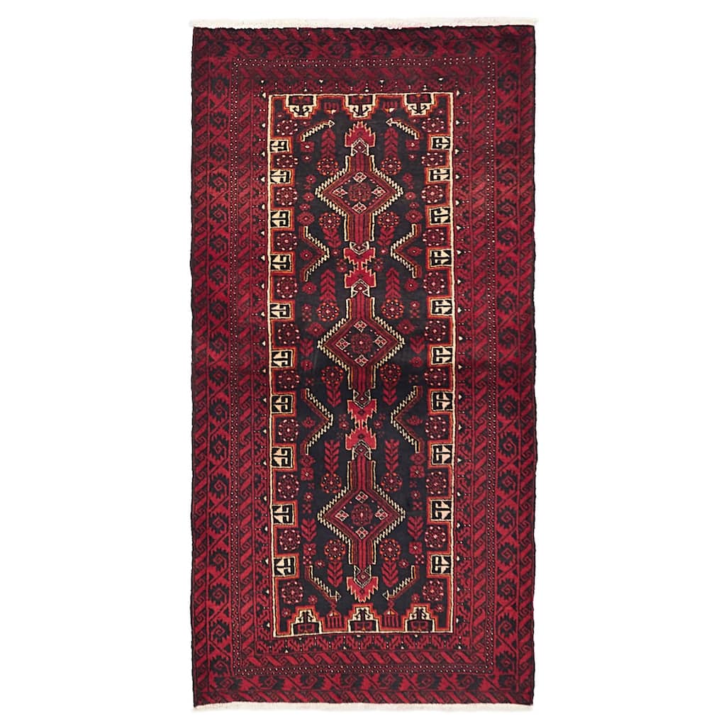 ECARPETGALLERY Hand-knotted Teimani Black, Red Wool Rug - 3'2 x 6'2